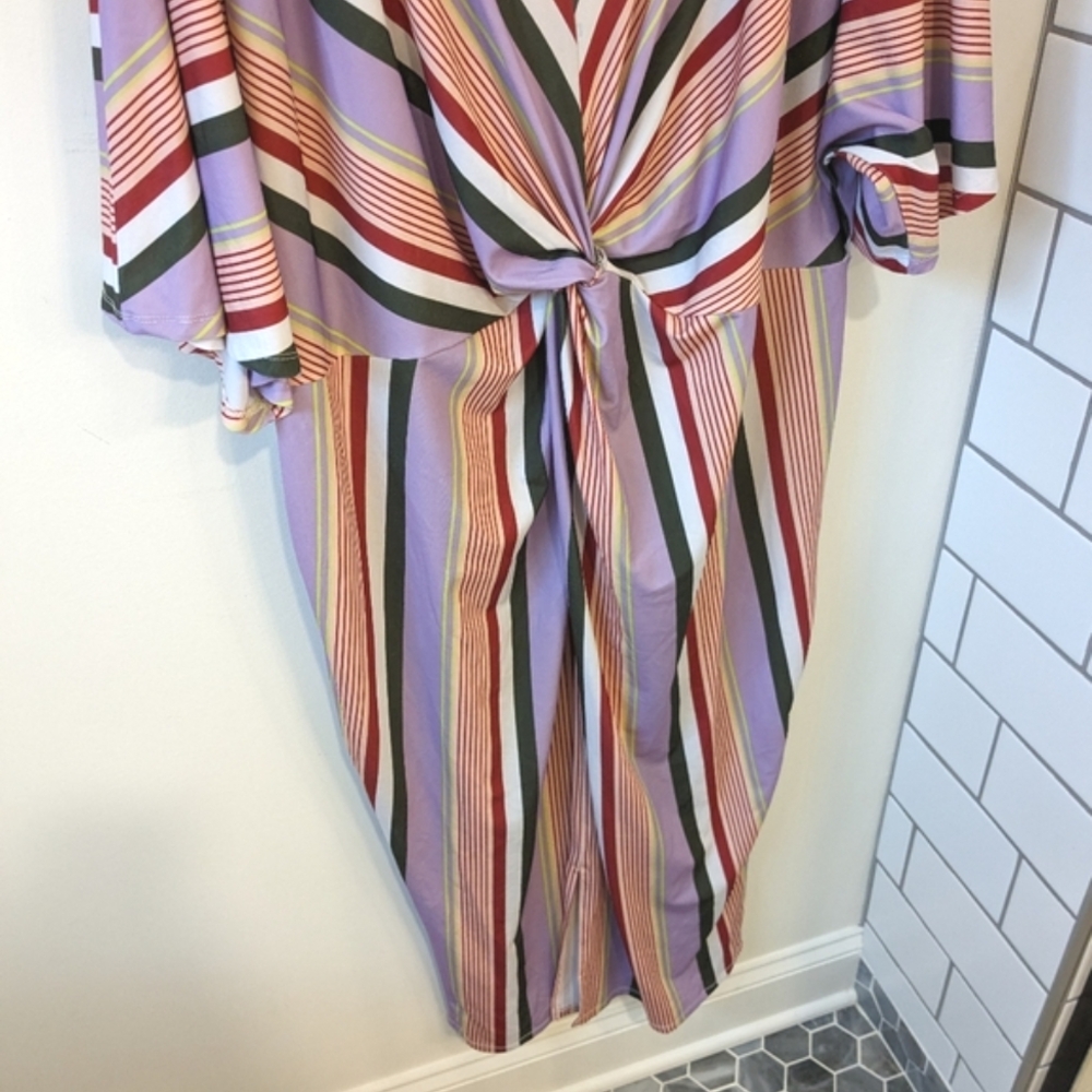 Eloquii Multicolored Stripe Twist Front V Neck Dr… - image 4